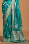 Sea Blue Georgette Handloom Saree