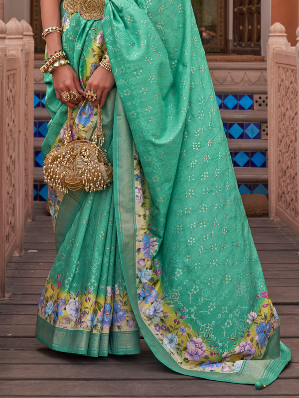 Sea Green Banarasi Dola Silk Saree