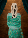 Sea Green Banarasi Organza Silk Saree With Contrast Blouse