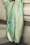 Sea Green Banarasi Silk Saree with Gold Zari Work