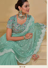 Sea Green Banarasi Silk Saree With Grand Embroidery