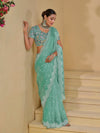 Sea Green Banarasi Silk Saree With Grand Embroidery