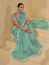 Sea Green Banarasi Silk Saree With Grand Embroidery