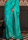 Sea Green Banarasi Soft Satin Silk Saree