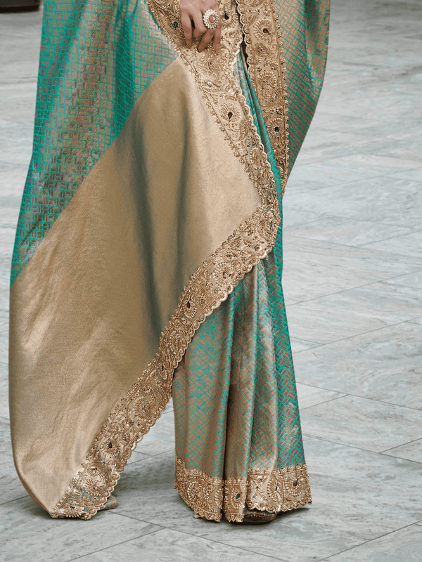 Sea Green Banarasi Tissue Silk Saree