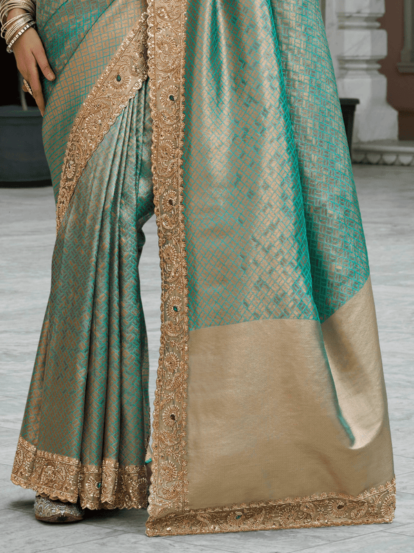 Sea Green Banarasi Tissue Silk Saree