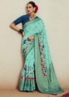 Sea Green Brasso Designer Soft Silk Saree