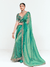 Sea Green Designer Organza Silk Saree With Contrast Blouse