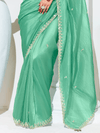 Sea Green Embroidered Designer Organza Silk Saree