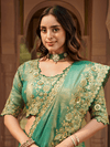 Sea Green Embroidered Designer Tissue Silk Saree