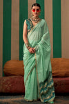 Sea Green Handloom Linen Saree