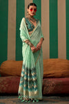 Sea Green Handloom Linen Saree