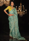 Sea Green Heavy Embroidery Designer Silk Saree