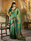 Sea Green Kanjivaram Silk Saree With Contrast Blouse