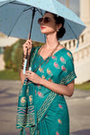 Sea Green Mul Mul Silk Saree