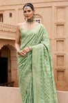 Sea Green Woven Banarasi Saree