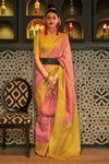 Sheen Gold And Peach Woven Banarasi Silk Saree