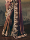 Mauve Purple Embroidered Designer Organza Silk Saree
