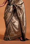 Silver Black And Brown Woven Kanjivaram Silk Saree