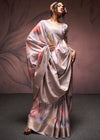 Silver Grey Digital Printed Soft Silk Saree