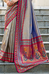 Silver Grey Tissue Silk Saree