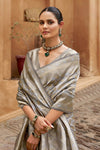 Silver Grey Woven Banarasi Saree