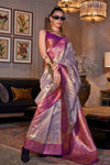 Silver Lavender Tissue Silk Saree