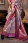 Silver Lavender Tissue Silk Saree