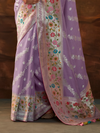 Lavender Banarasi Organza Silk Saree With Contrast Blouse