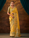Golden Yellow Banarasi Organza Silk Saree