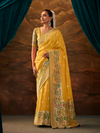 Golden Yellow Banarasi Organza Silk Saree