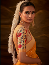 Saffron Orange Banarasi Organza Silk Saree