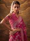 Magenta Banarasi Organza Silk Saree