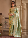 Pista Green Embroidered Designer Tissue Silk Saree