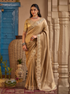 Antique Gold Embroidered Designer Tissue Silk Saree