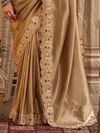 Antique Gold Embroidered Designer Tissue Silk Saree