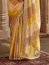 Lemon Yellow Embroidered Designer Tissue Silk Saree