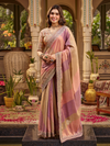 Dusty Pink Embroidered Designer Tissue Silk Saree
