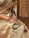 Champagne Gold Embroidered Designer Tissue Silk Saree