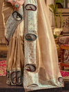 Champagne Gold Embroidered Designer Tissue Silk Saree