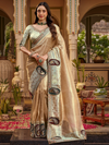 Champagne Gold Embroidered Designer Tissue Silk Saree