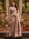 Mauve Pink Embroidered Designer Tissue Silk Saree