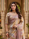 Mauve Pink Embroidered Designer Tissue Silk Saree