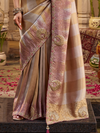 Mauve Pink Embroidered Designer Tissue Silk Saree