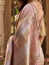 Mauve Pink Embroidered Designer Tissue Silk Saree