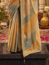 Mustard Gold Embroidered Designer Tissue Silk Saree