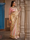 Champagne Gold Embroidered Designer Tissue Silk Saree