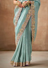 Sky Blue Bridal Zari Woven Pure Tissue Dola Silk Saree