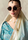 Sky Blue Ivory Ombre Organza Saree