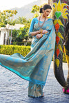 Sky Blue Kanjivaram Silk Saree